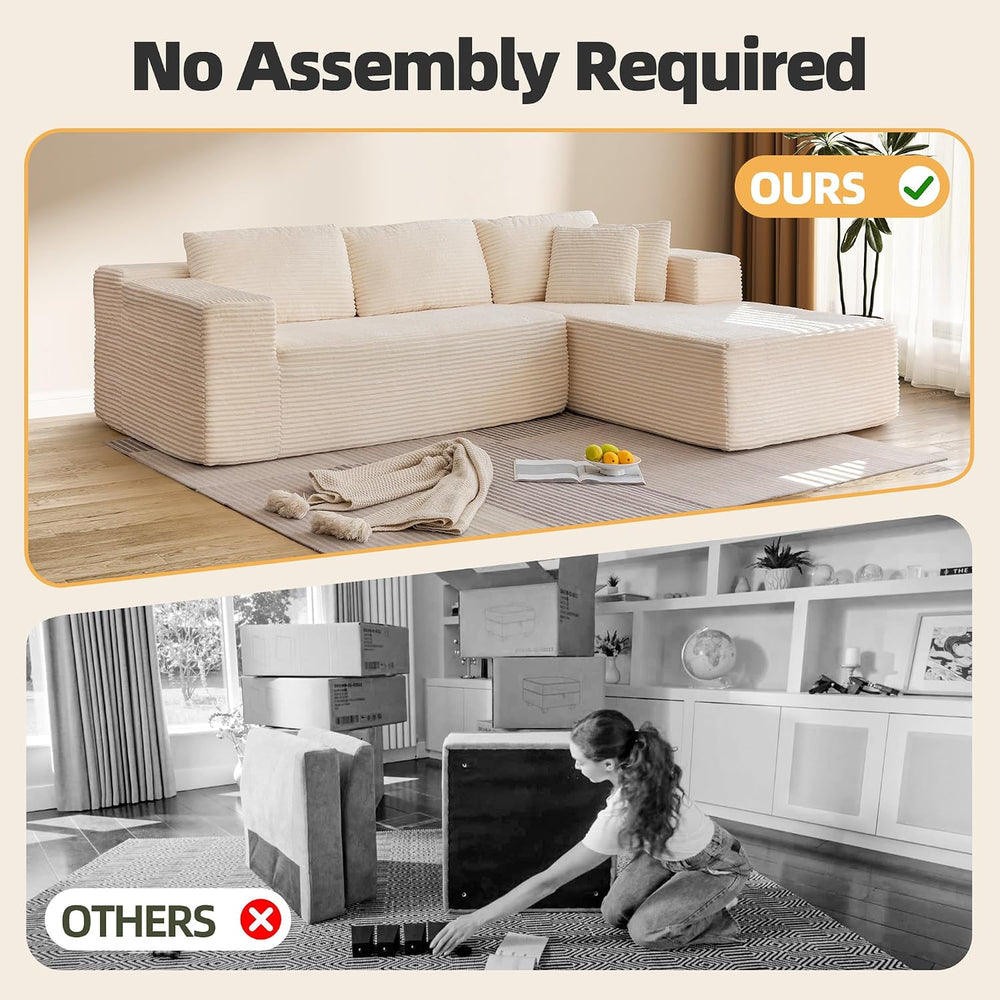 HOMREST 106" Cloud Sectional Boneless Couch, L-Shape Modular Sectional Sofa