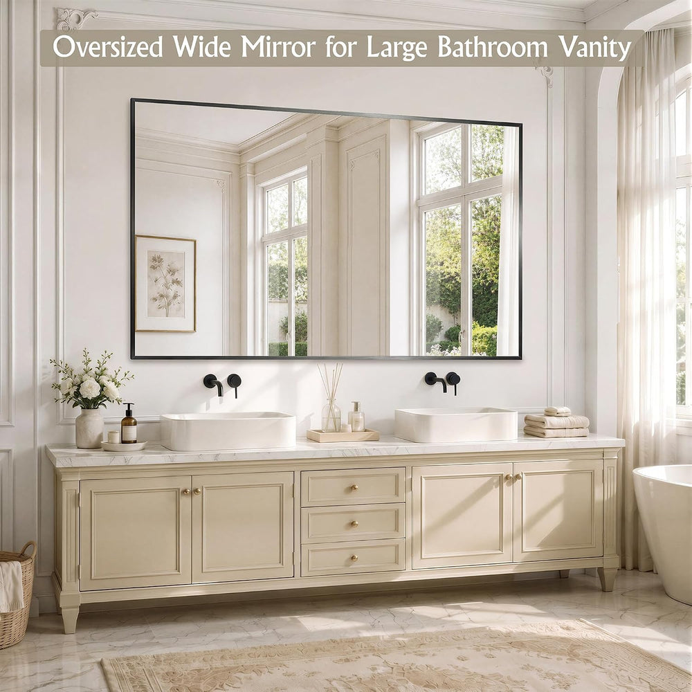 30"x48" Black Bathroom Mirror Wall Mounted for Over Sink