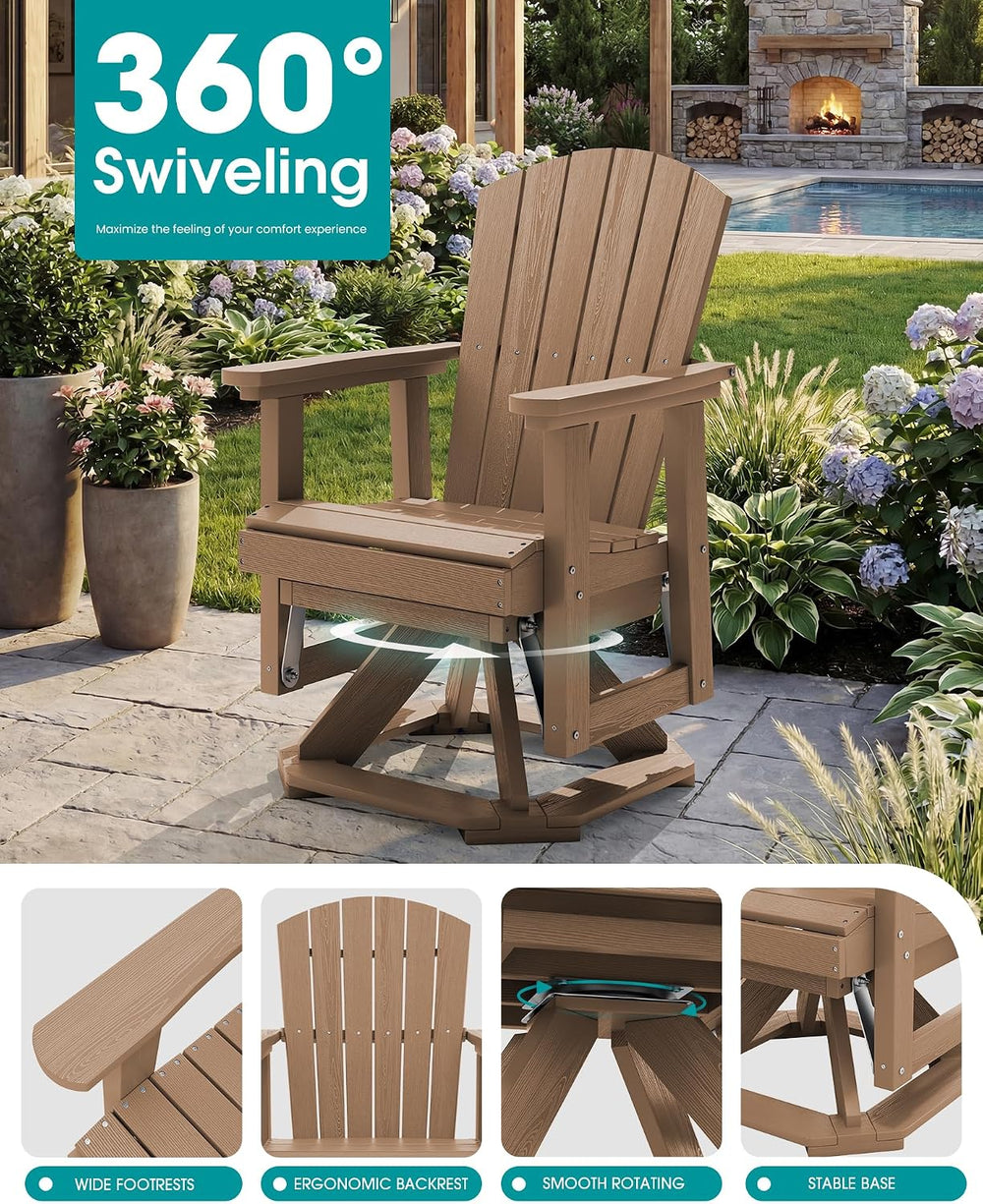 SERWALL HDPE Adirondack Swivel Glider Chair Set of 2 for Outdoor