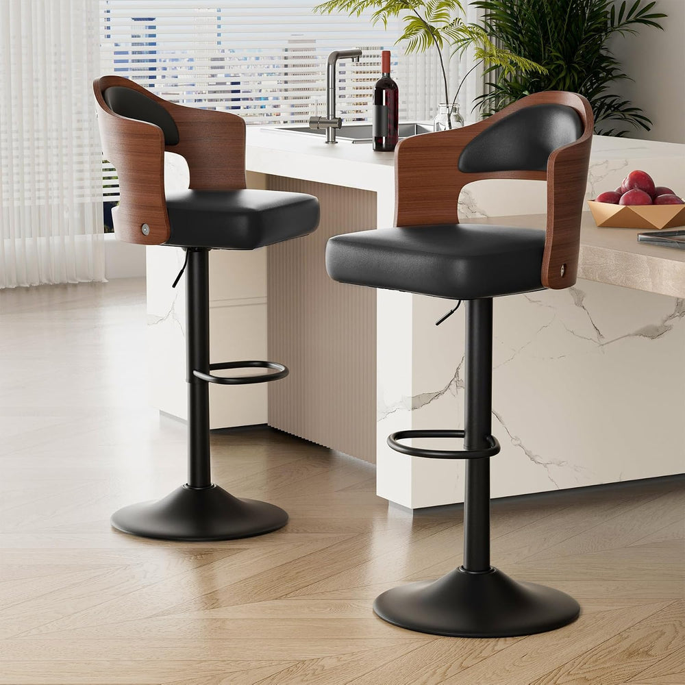 Swivel Bar Stools Set of 2,Bentwood Adjustable Height Barstools