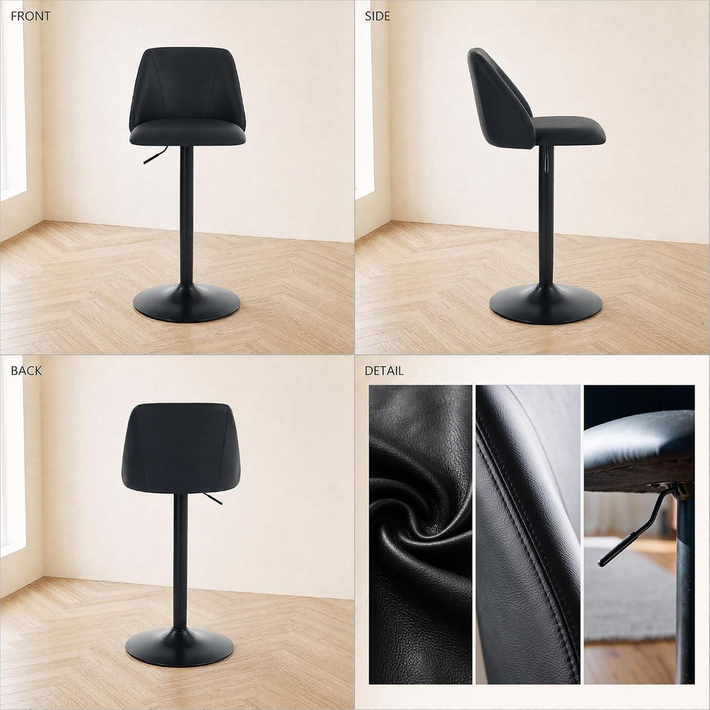 COLAMY Adjustable Upholstered Bar Stools Set of 6,360° Swivel Counter Height ...