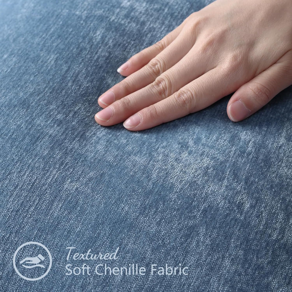 Pallene Chenille Soft Blue Grey Throw Pillow Cover 24x24 Set of 2