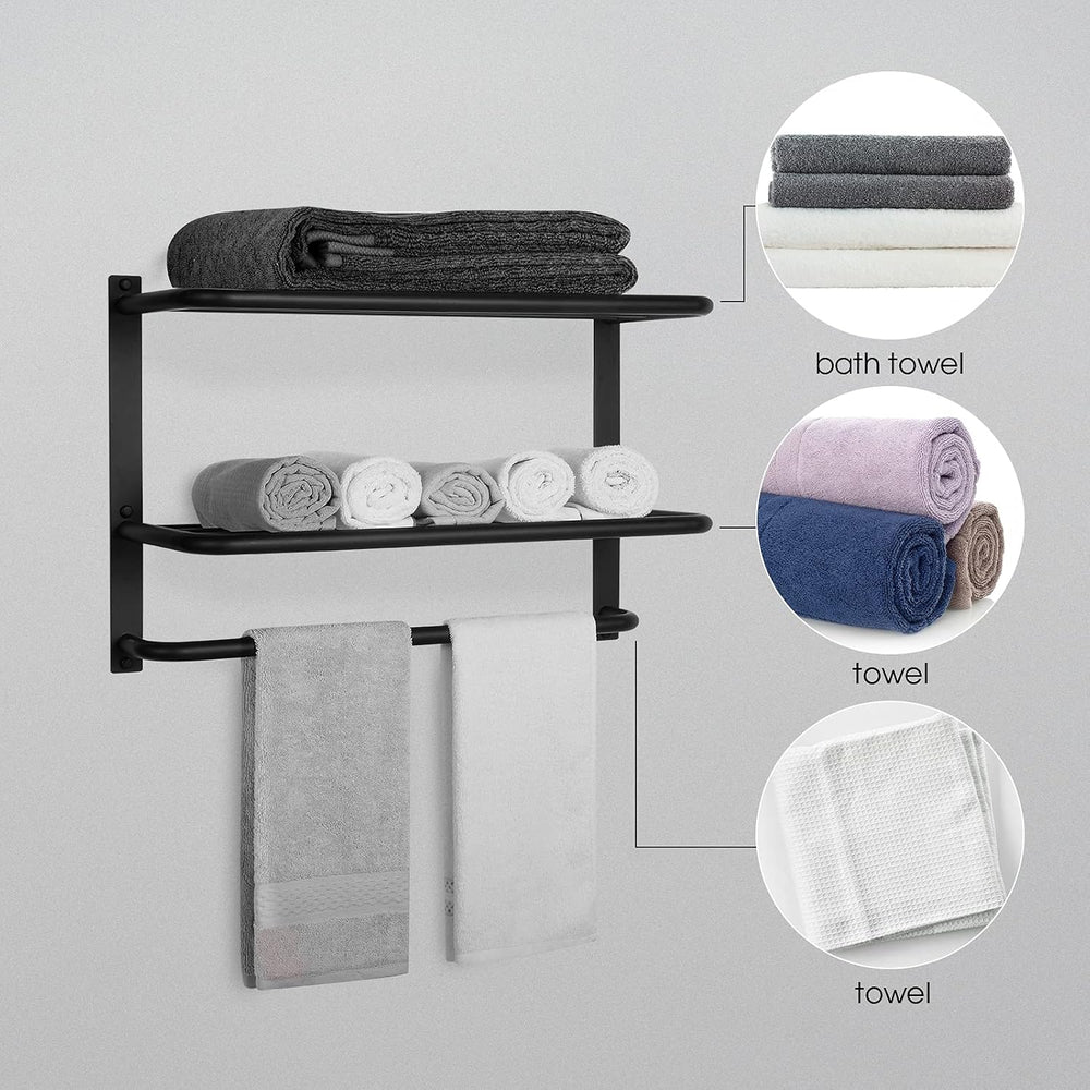 3-Tier Bathroom Towel Rack, SUS 304 Wall Mount, Matte Black