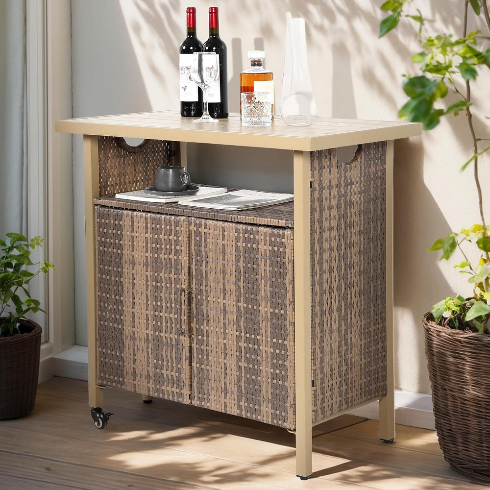Outdoor Indoor Storage Cabinet with Rolling Wheels