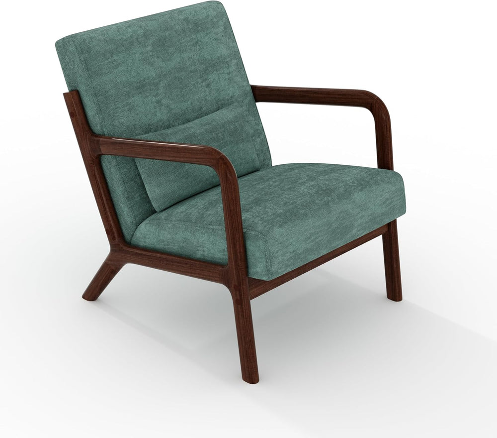 Garvee Mid Century Accent Chair, Upholstered Armchair with Lumbar Pillow