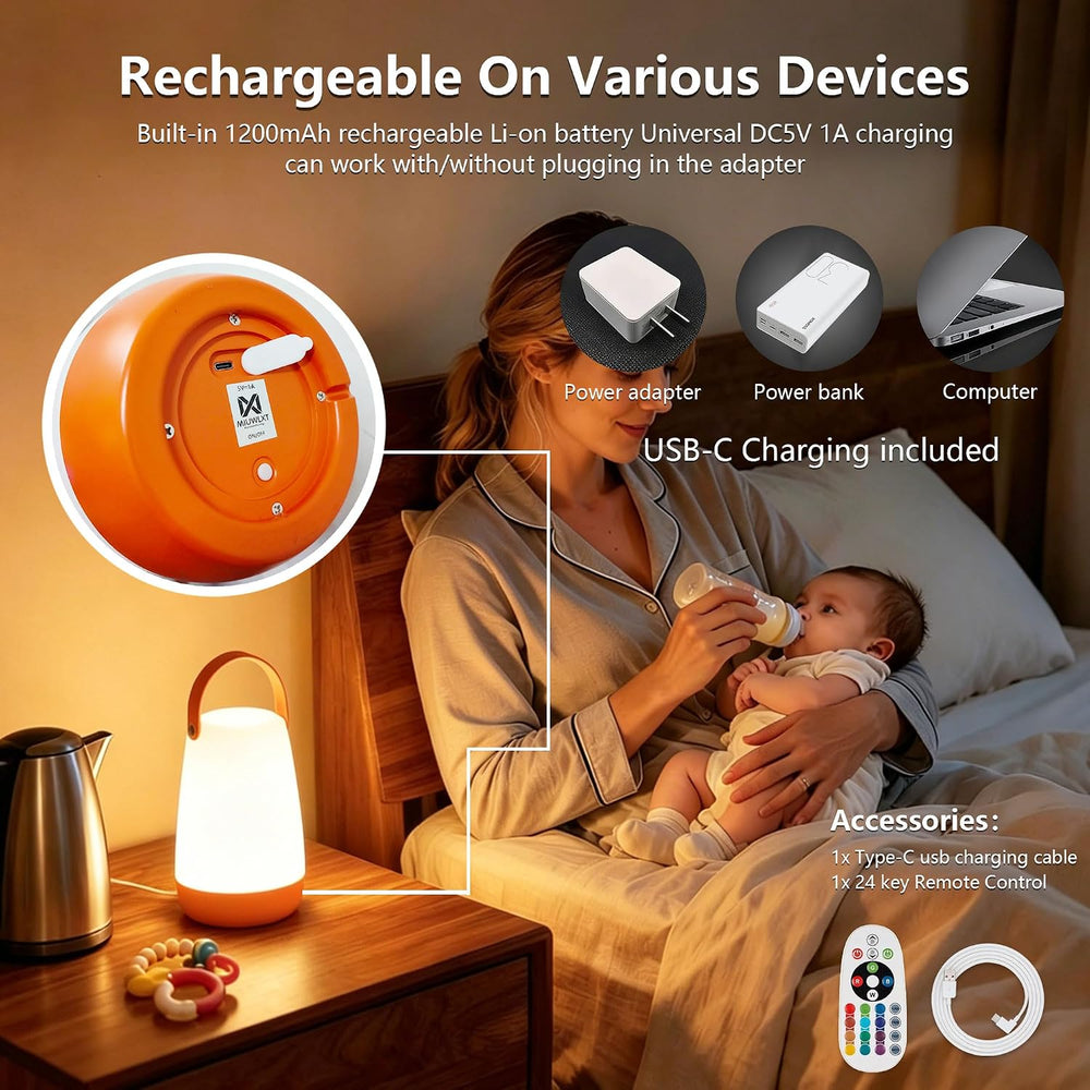 2-Pack Portable Outdoor Table Lamp,USB Rechargeable and RGB Light