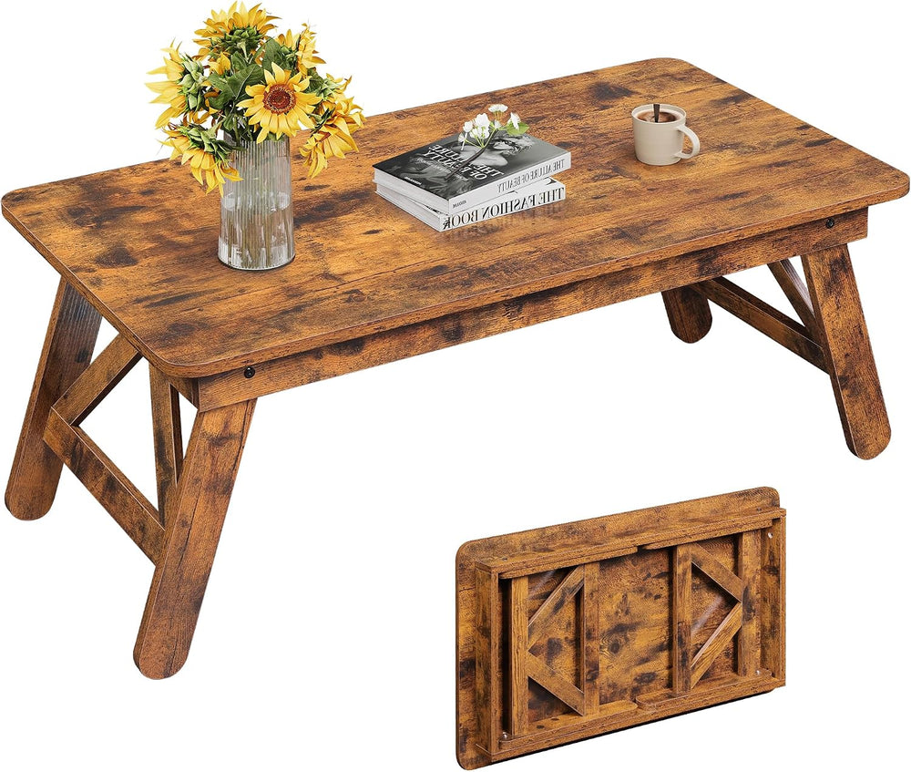 WLIVE Folding Coffee Table, Portable Small Coffee Table with No Assembly Need...