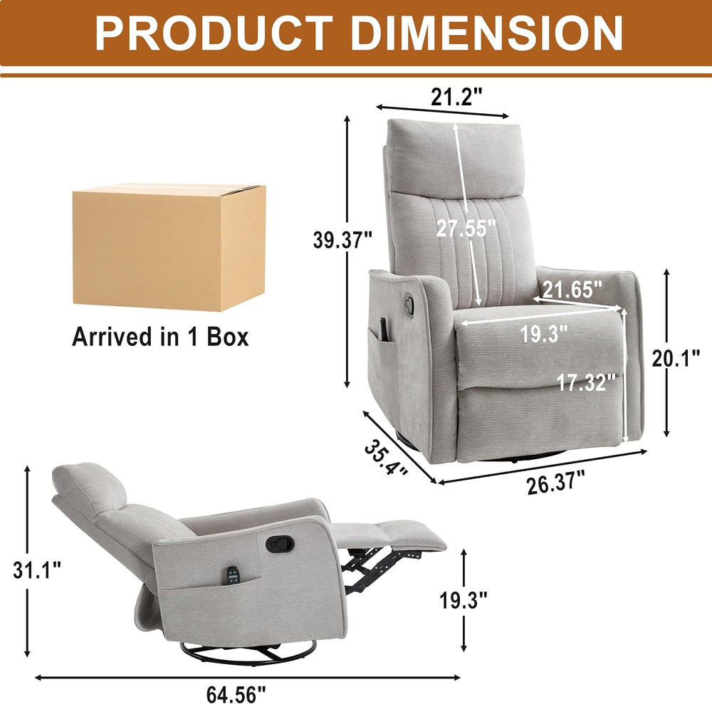 Manual Swivel Rocker Recliner Chair for Adults, Overstuffed Reclining Glider ...