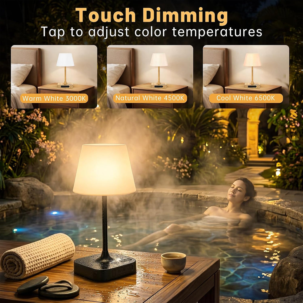 Table Lamp,Cordless Waterproof Shower Lamp and Dimmable Touch Lamp