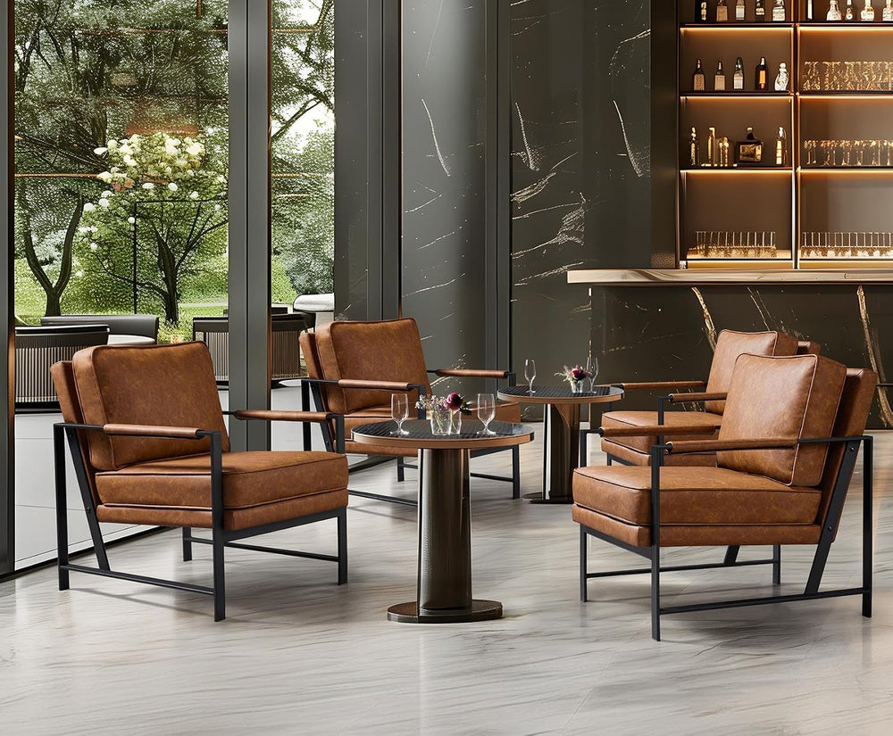Yaheetech Mid-Century Modern Accent Chairs Set of 2, Light Brown