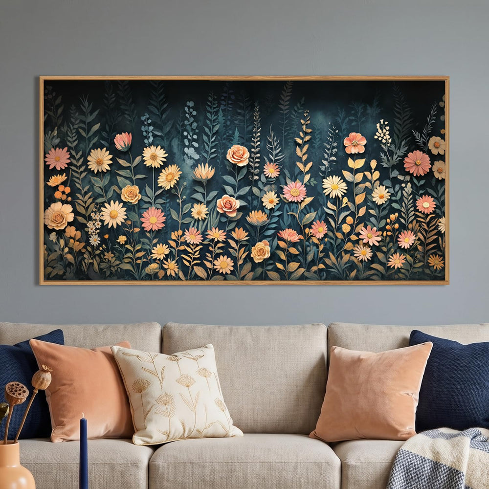 HPNIUB Boho Vintage Moody Dark Wildflowers Framed Wall Art Set -40"x20&q...