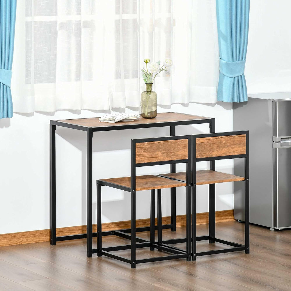 HOMCOM Small Dining Table Set for 2 Compact for Small Spaces, Rustic Brown