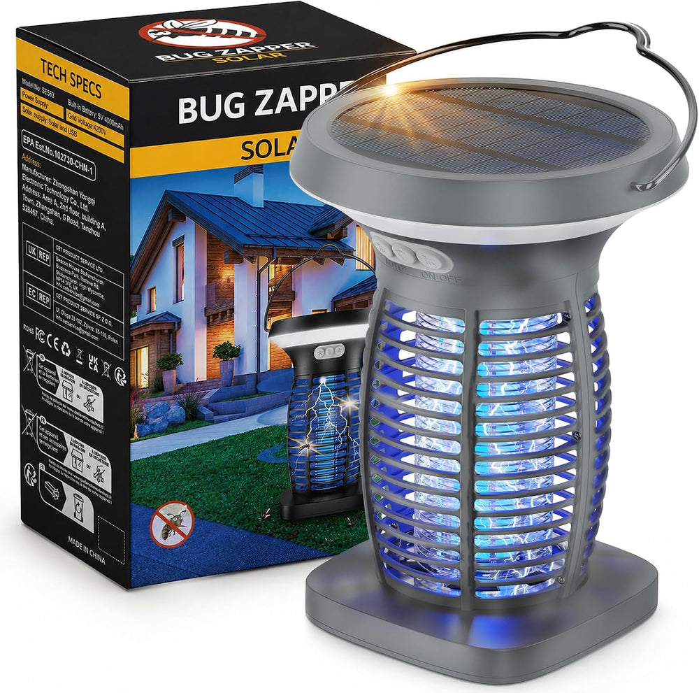 OnBeam Solar Powered Bug Zapper, Outdoor Mosquito Fly Zapper for Patio
