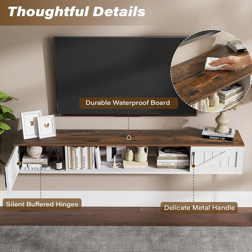 70" Floating TV Stand Wall Mounted with Storage for TVs Up to 80"