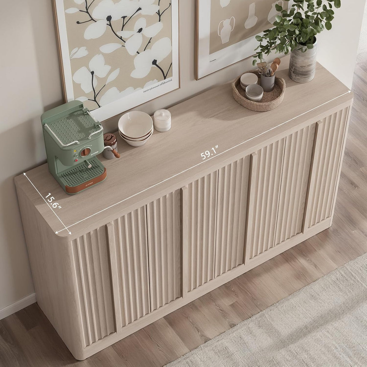 yansnwo 60" fluted buffet cabinet with solid wood, package contents
