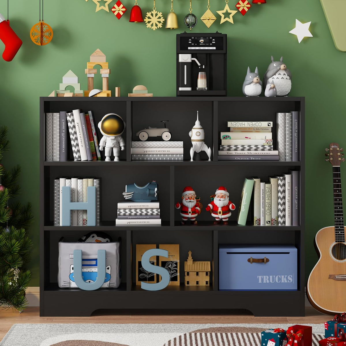 Book Shelf, 8 Cubes Storage Organizer, Open Shelf Bookcase Black Bookshelf