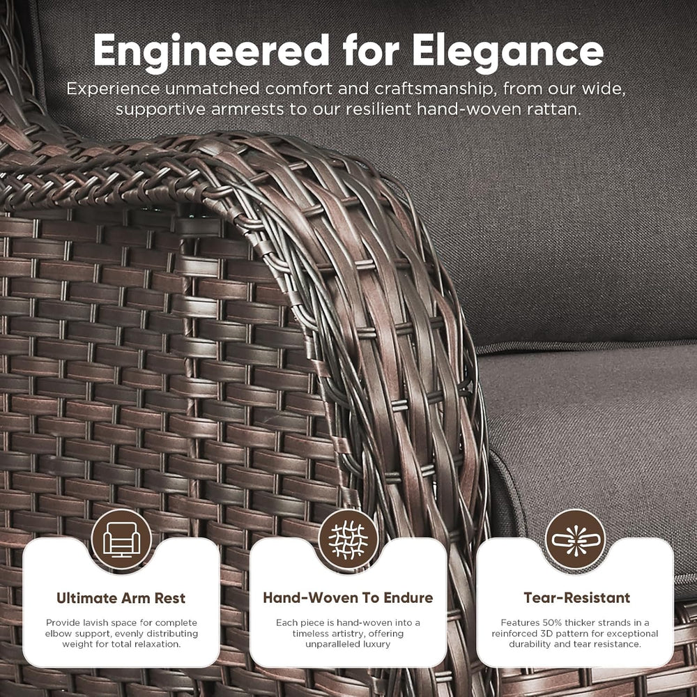 Belord 4 Piece Patio Wicker Furniture Set, Outdoor Swivel Rocker Chairs, All ...