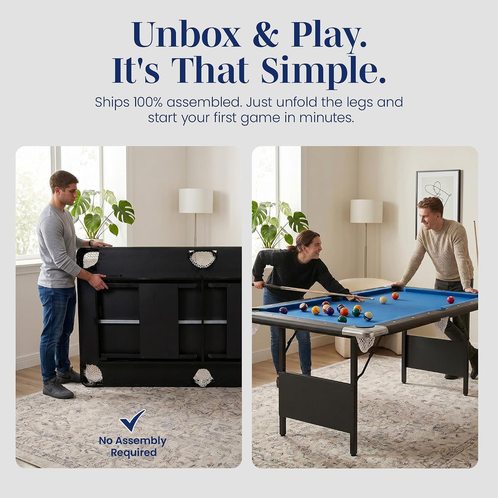 Hathaway Fairmont Folding Pool Table for Family & Home Use Includes Full ...