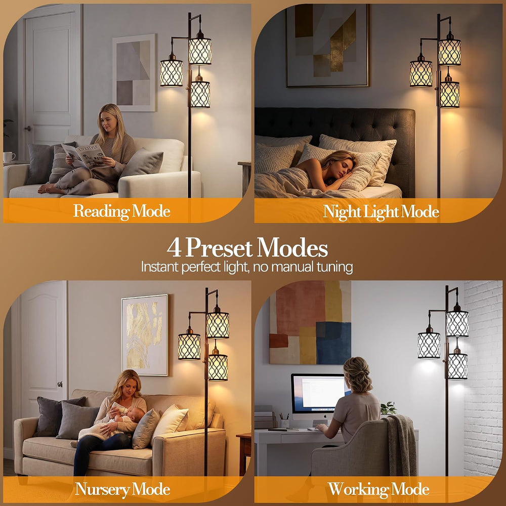 73" Dimmable Floor Lamp for Living Room, Standing lamps with Remote, Brown