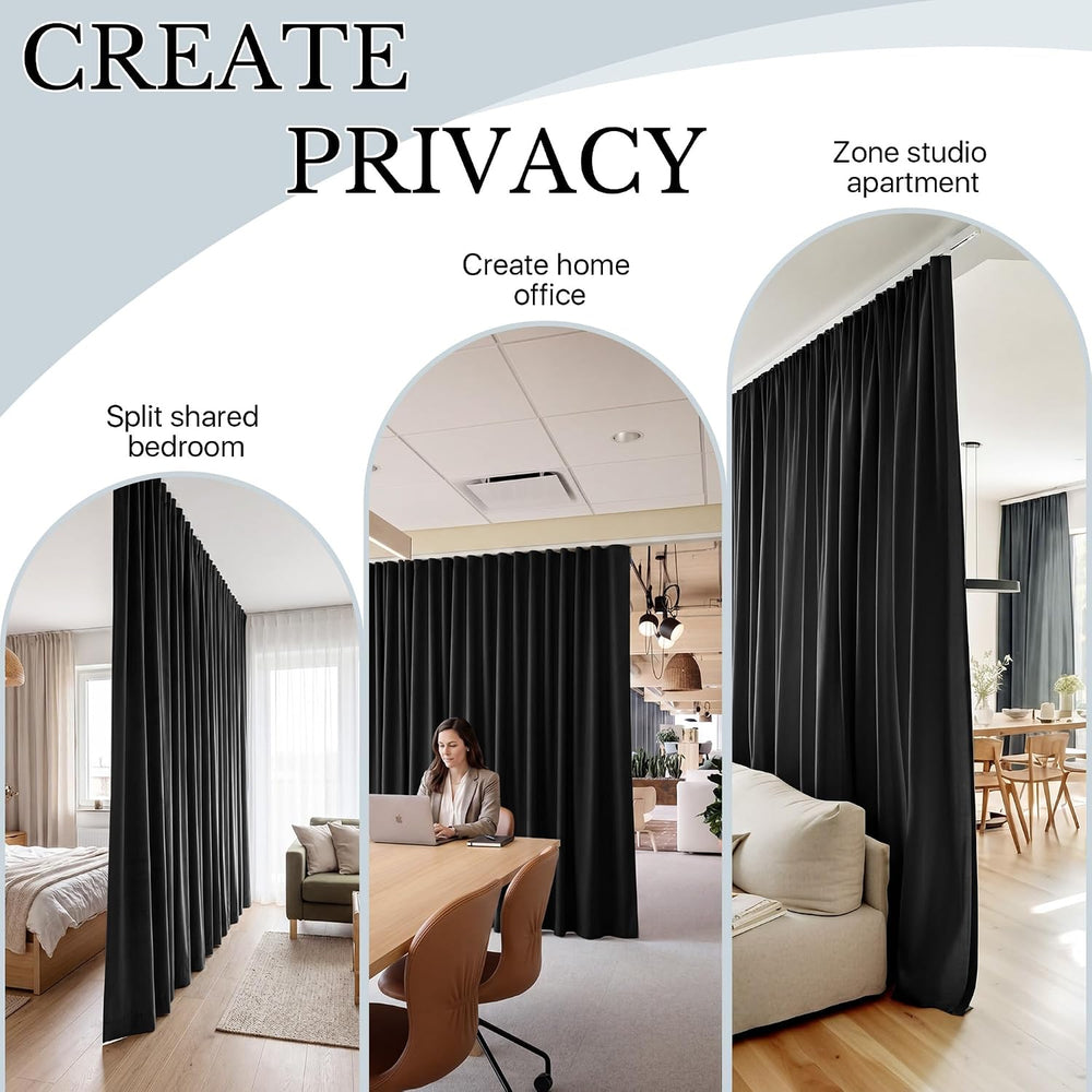 RYB HOME Room Divider Curtain with Straight Ceiling Track for Bedroom