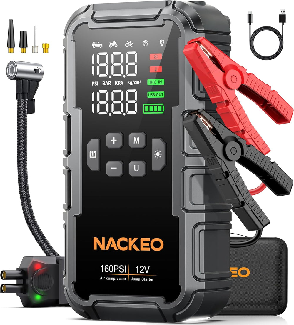 8000A Car Battery Jump Starter with Air Compressor 160PSI, Car Jumper Starter...