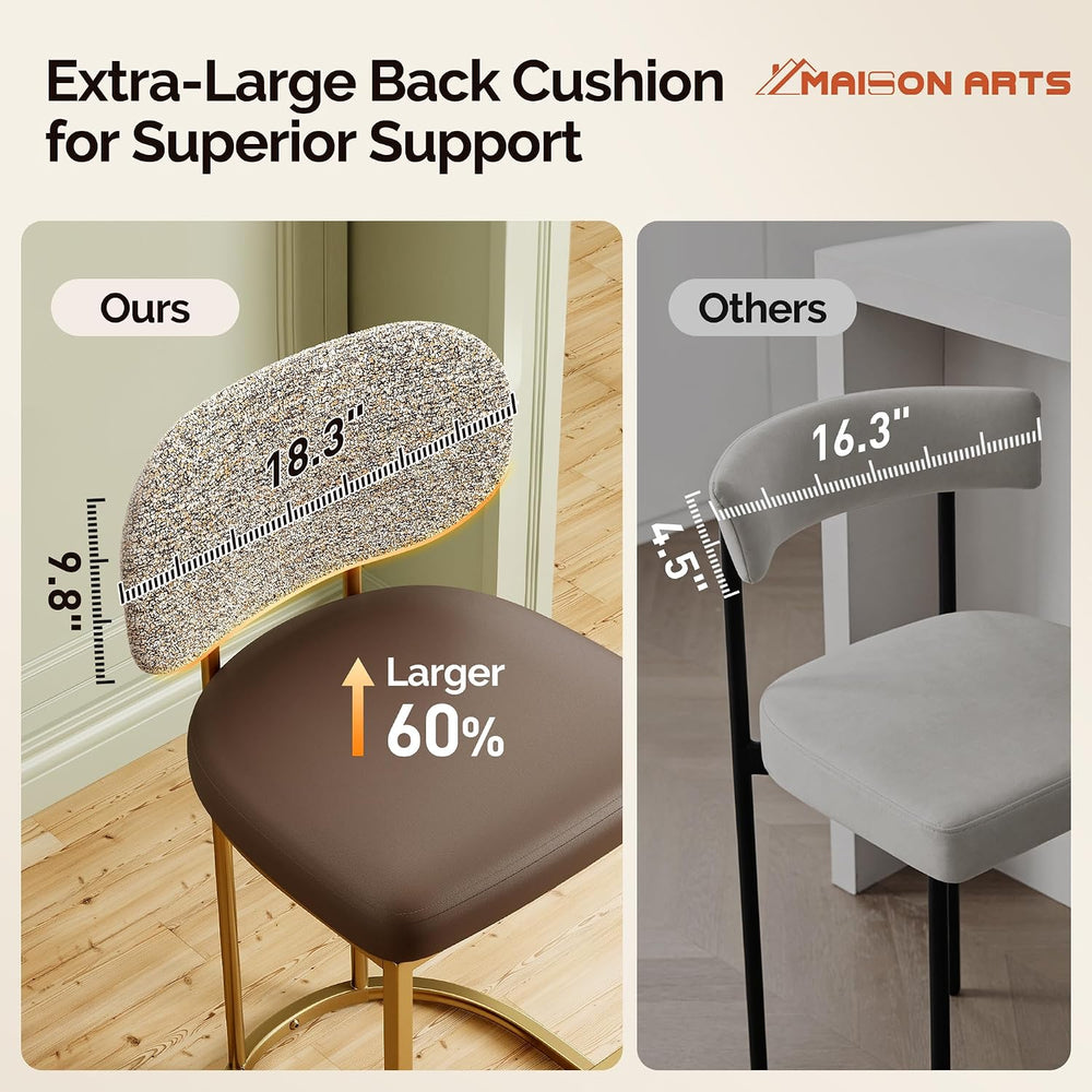 MAISON ARTS Counter Height Bar Stools, Bar Chair with Back, 1PC