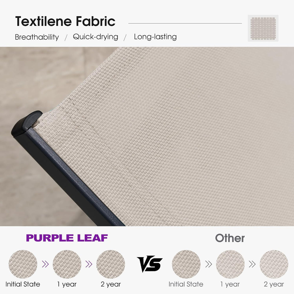 PURPLE LEAF Outdoor Chaise Lounge Chairs Set with Wheels and Table, Beige