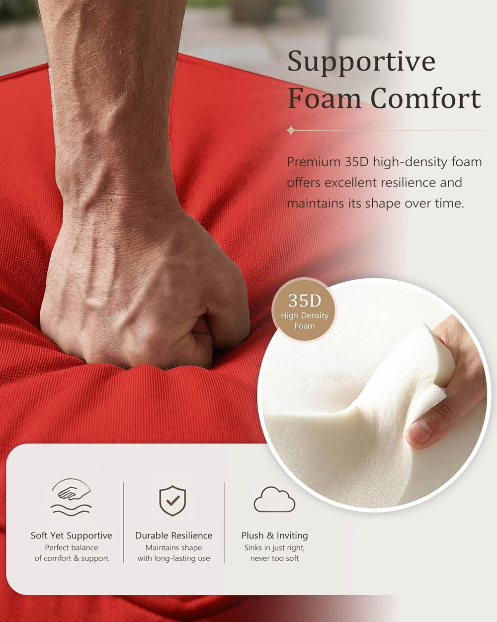 Outdoor Chair Cushion Set of 1, 22x22x4 Waterproof Fade Resistant