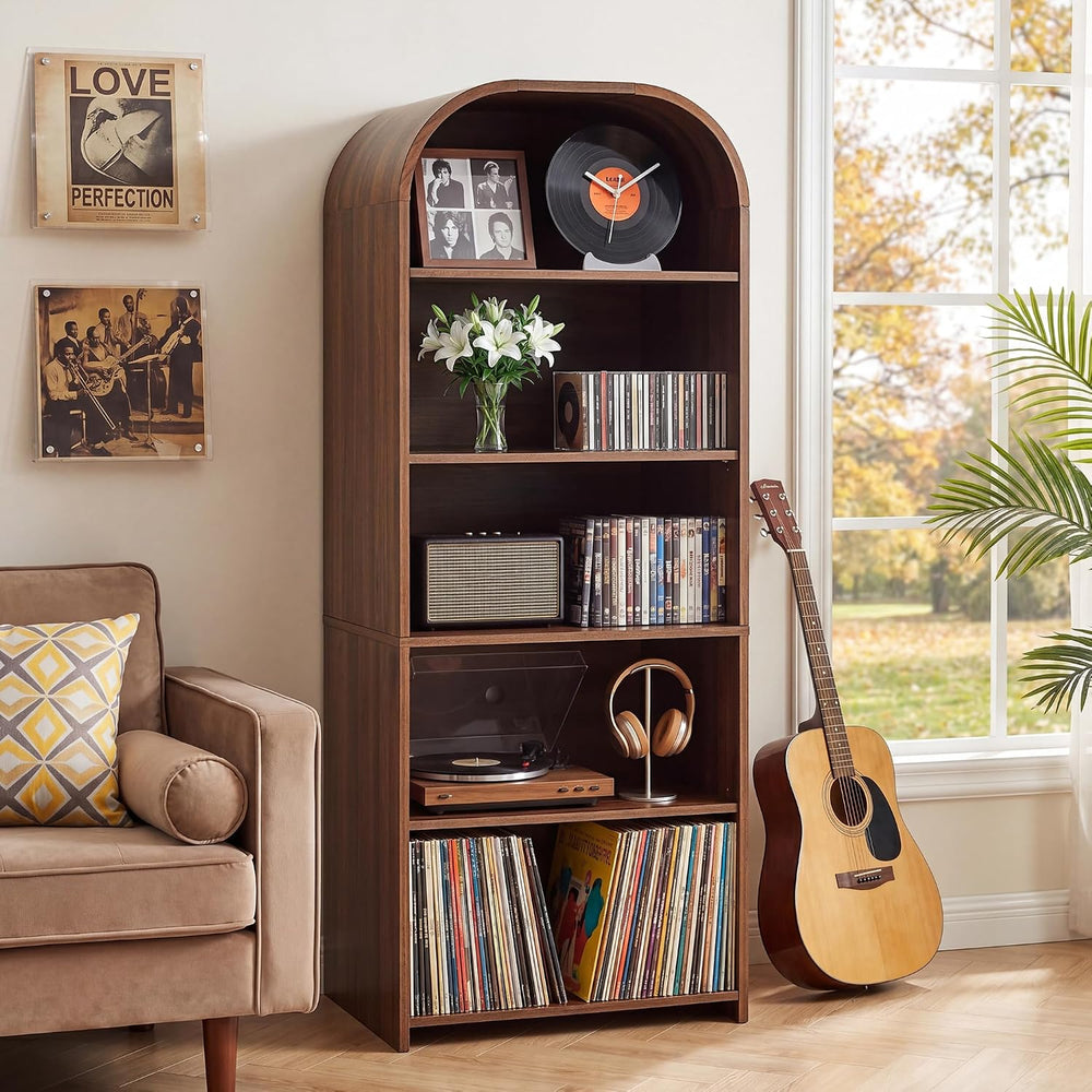 63'' Tall Record Player Stand, 5 Tier Large Record Player Storage Cab...