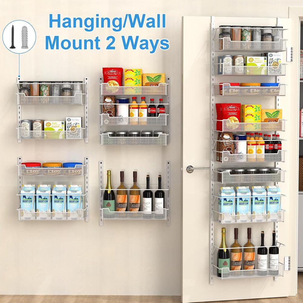 VyGrow Over the Door Pantry Organizer, 8-Tier Over the Door Organizer with Ad...