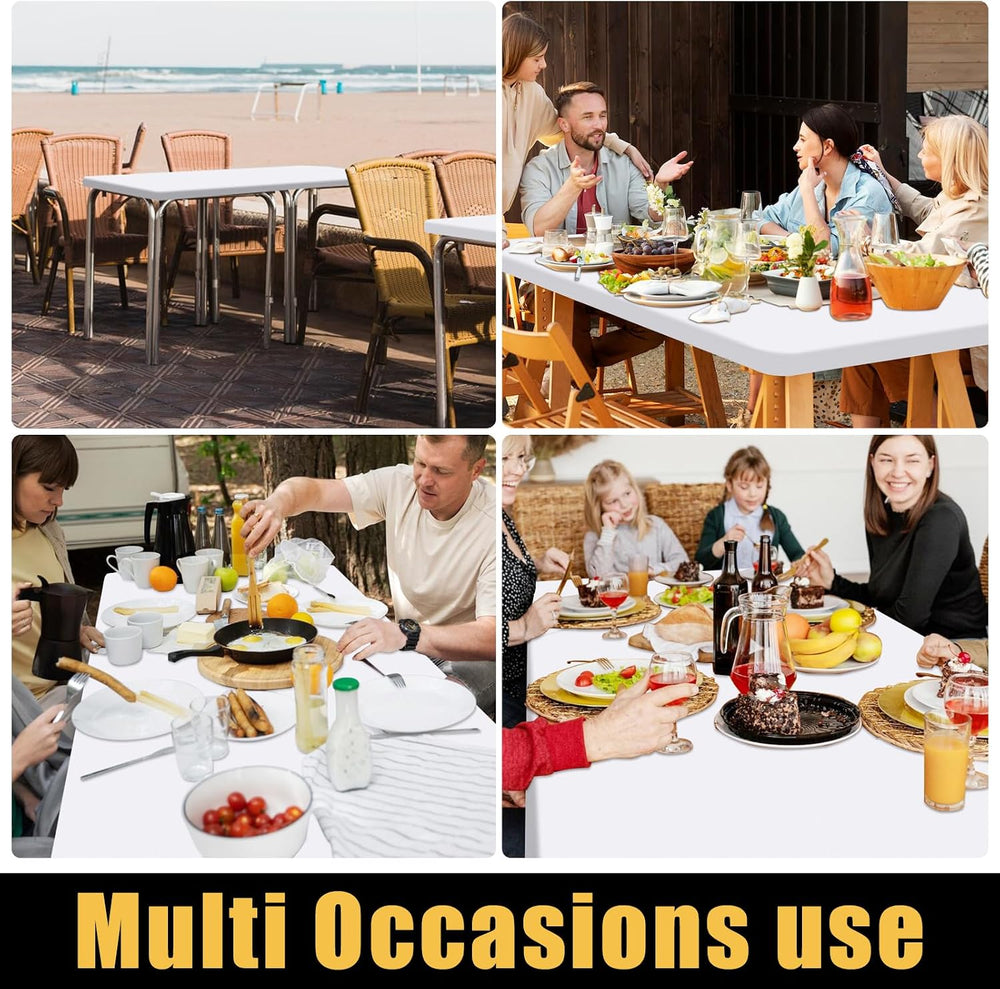 Smiry 4 Pack Elastic Fitted Polyester Tablecloths for 6 Foot Tables
