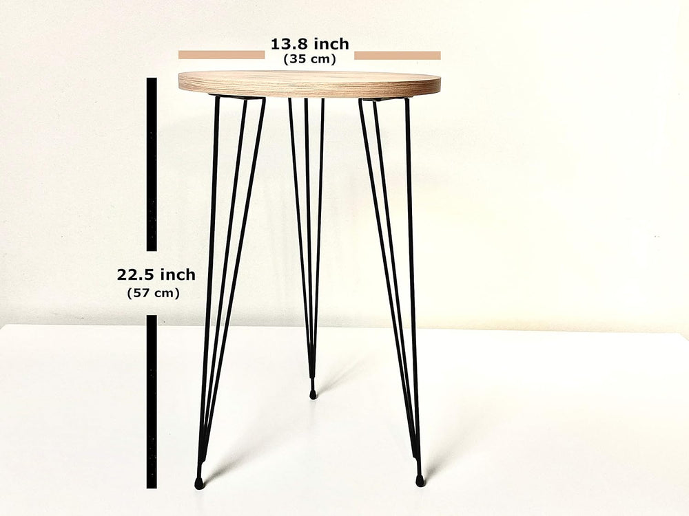 Set of 2 High Gloss Gold End Tables Round Wood Sofa Side Coffee Tables for Sm...