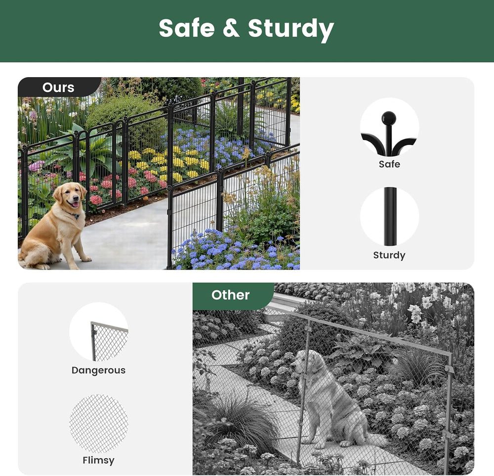 Decorative Garden Fence 24in(H) x44in(L), Thicken 2 Panels Metal No Dig Outdo...