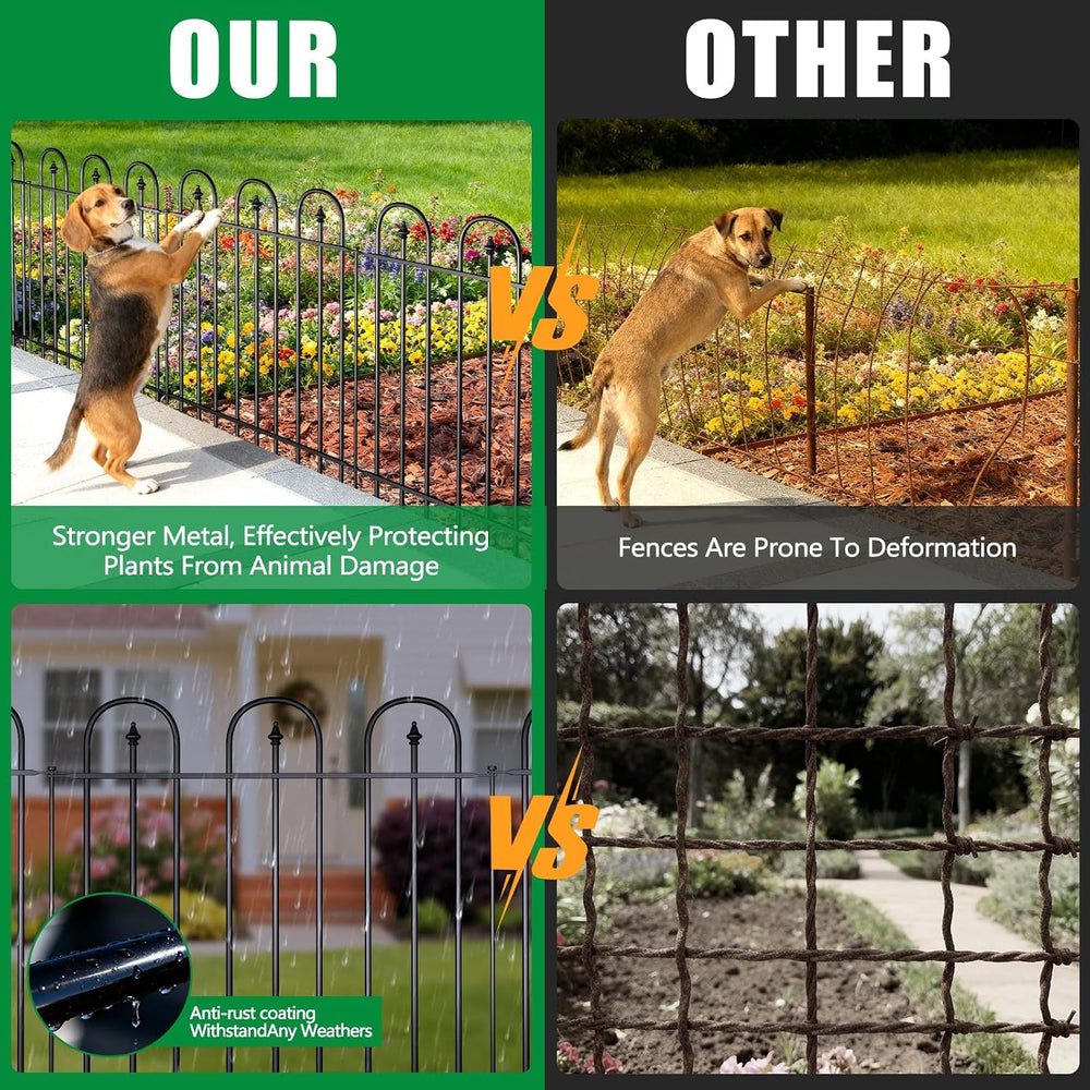 Garden Fence Animal Barrier - 10 Panels, 32 in(H) x 24 ft(L) No Dig Garden Fe...