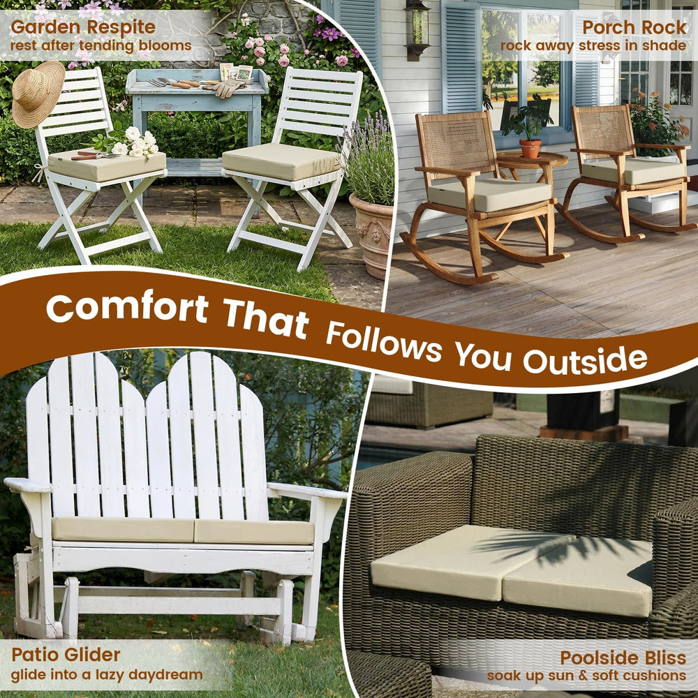 Favoyard Patio Chair Square Cushions Set of 2, Beige, 22 x 22 x 3 inches