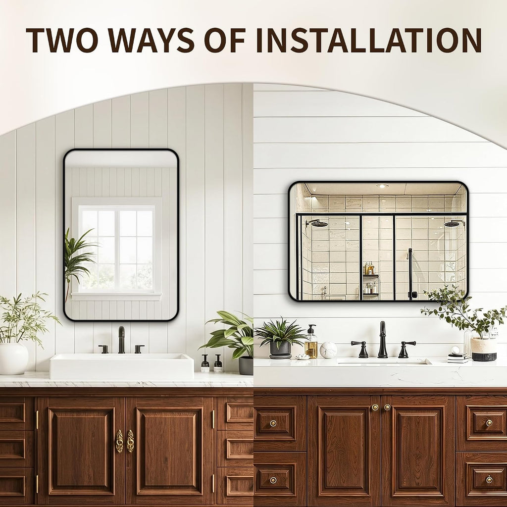 FICTOR Bathroom Mirror for Over Sink, 2 Pack 30"x20" Vanity Mirror, Black