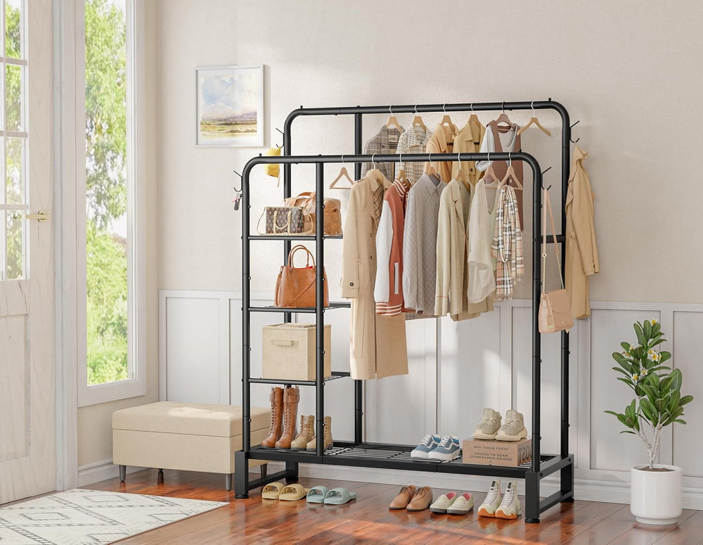 Double Rods Clothes Rack Clothing Rack, Clothes Rack for Hanging Clothes