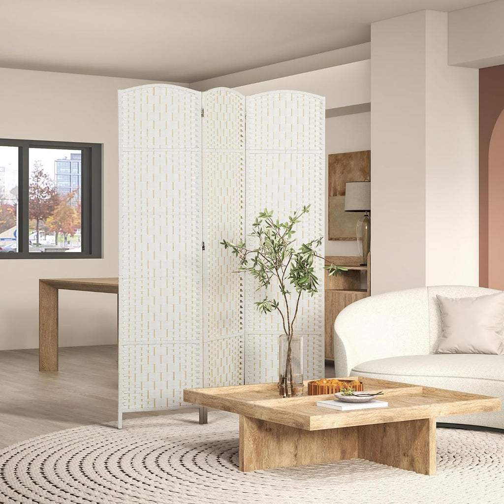 HOMCOM Room Divider 3-Panel, 6FT-Tall Folding Privacy Screen, White