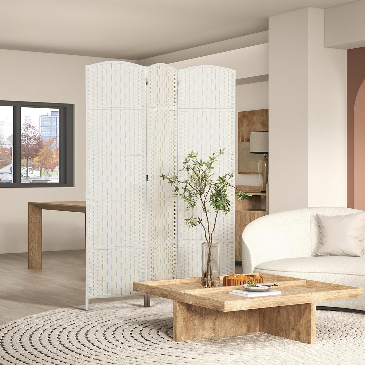 HOMCOM Room Divider 3-Panel, 6FT-Tall Folding Privacy Screen, White
