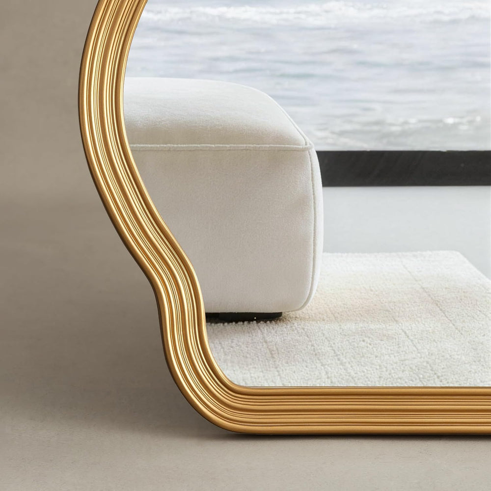 SHYFOY Antique Gold Wall Mirror, Asymmetrical Mirror for Wall Decor