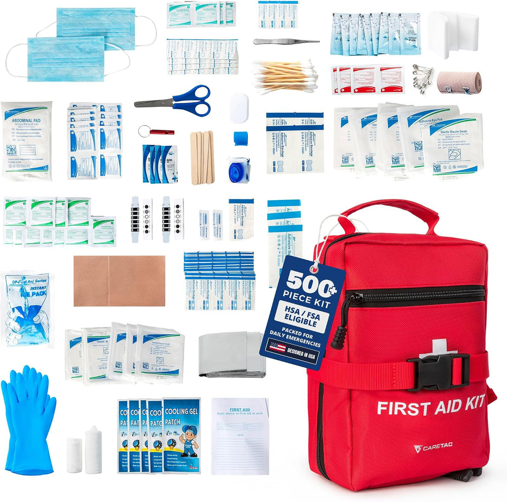 Caretac 500+ Piece Premium Large First Aid Kit, Fully Stocked Emergency Medic...