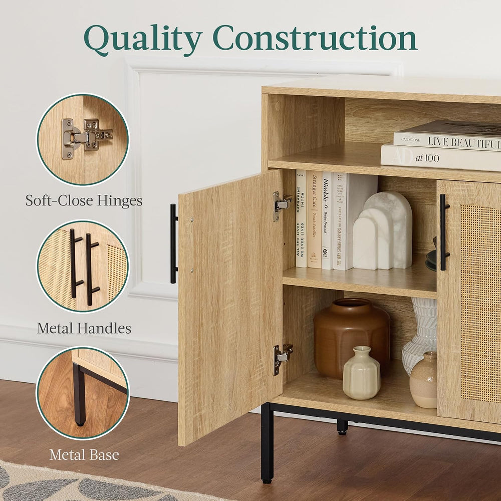 Best Choice Products Rattan Sideboard Buffet Cabinet, Entryway Table, Accent ...