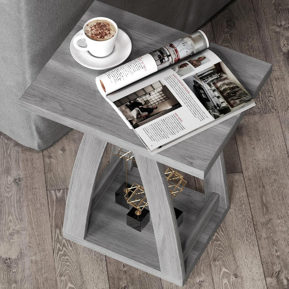 FROMJBEST End Tables Living Room, Side Table, Grey End Table Set of 2
