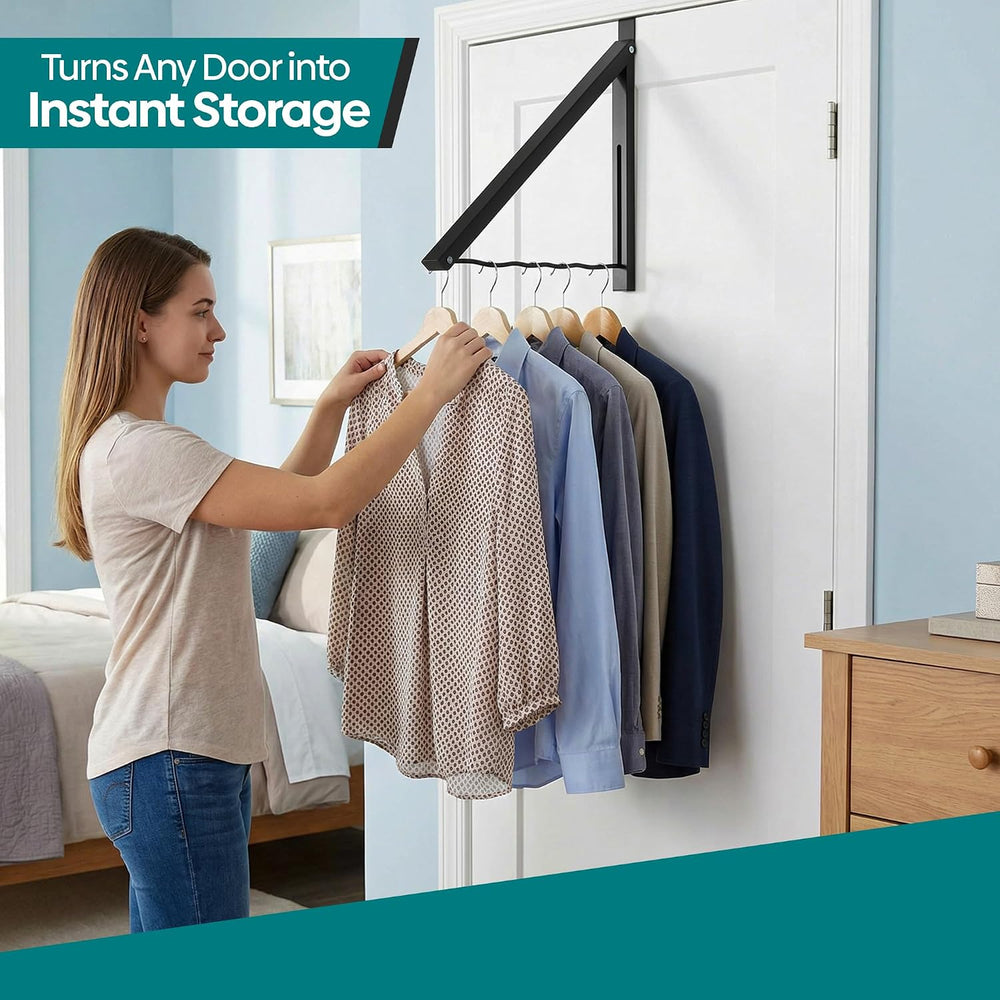 HOLDN’ STORAGE Over The Door Hanger, Single Foldable Rack Organizer, 2 Pack