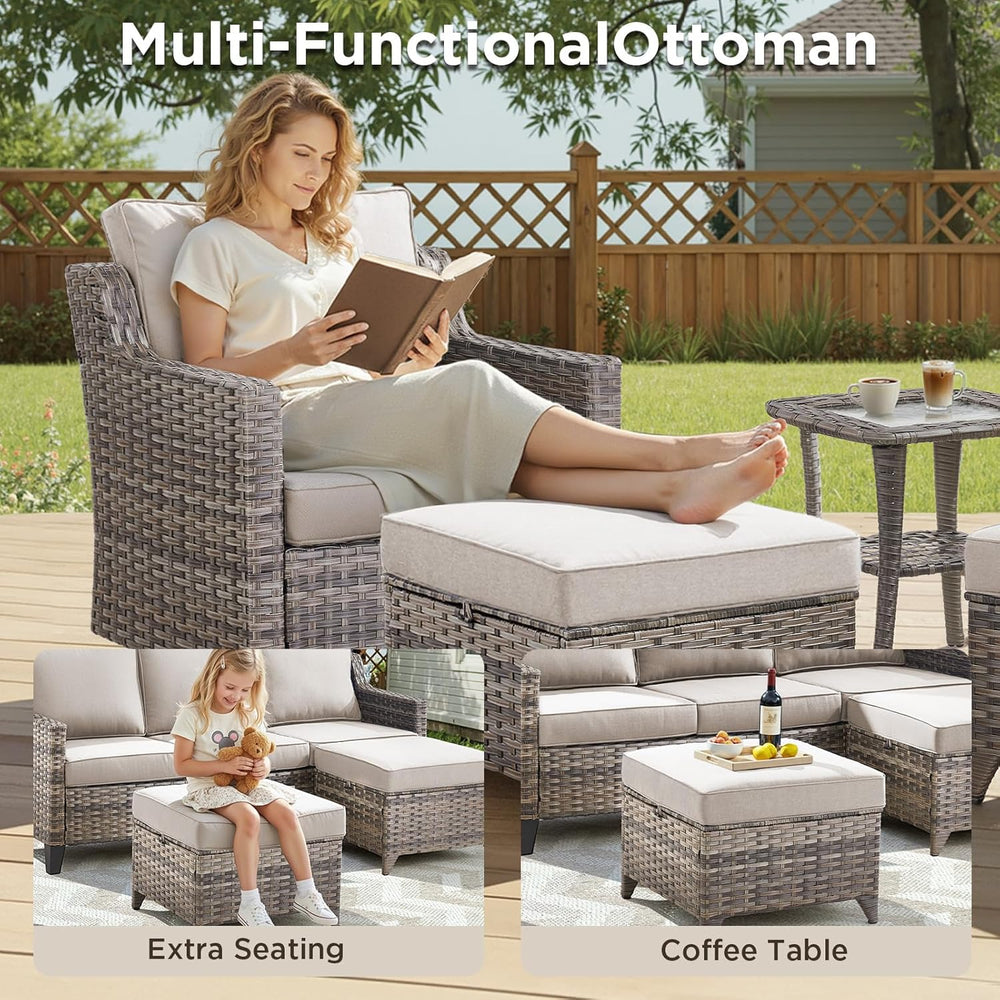 Wicker Patio Furniture Set-6 Piece High Back Outdoor Furniture Set Sectional ...