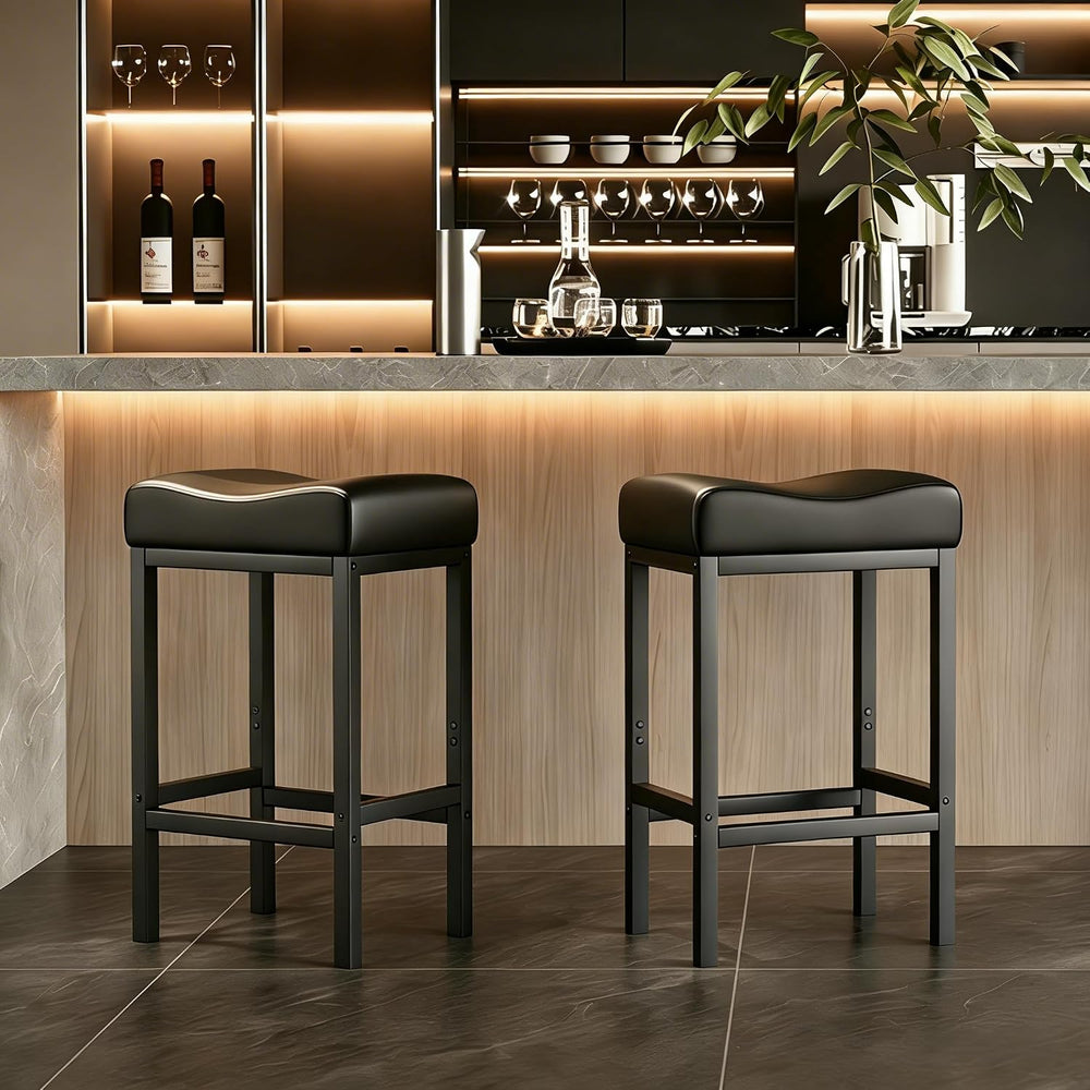 Monhey 24 Inch Bar Stools Set of 2 - Counter Height Bar Stools with Soft Leat...