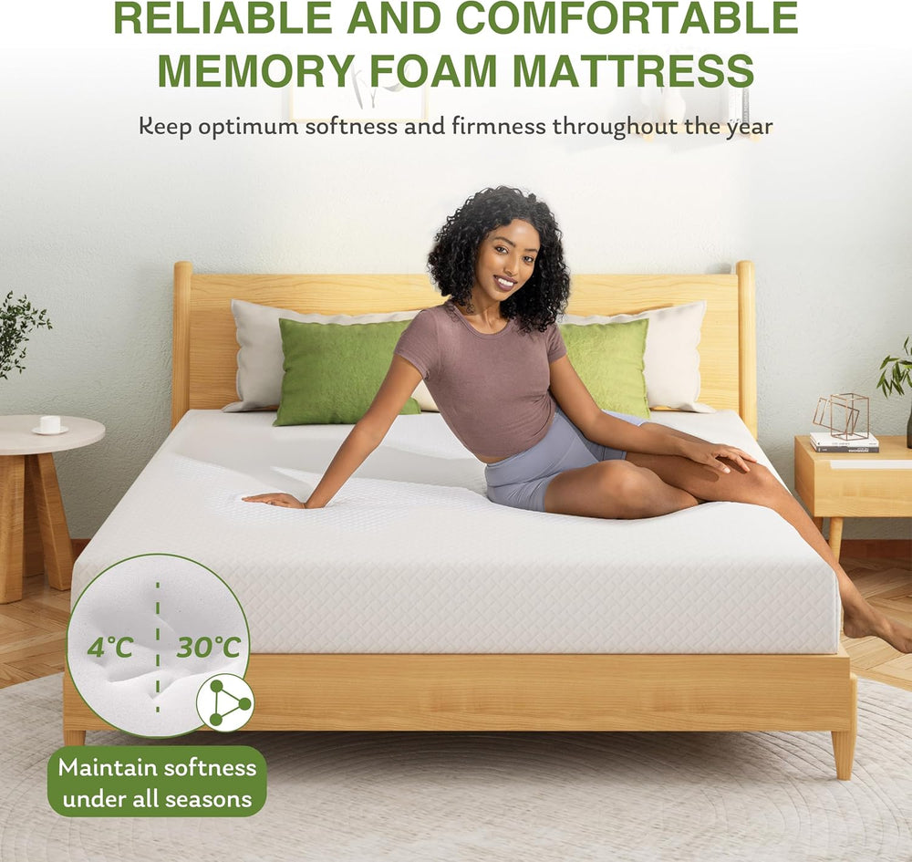 EGOHOME Full Size Memory Foam Mattress 8 Inch, Green Tea, Medium Firm