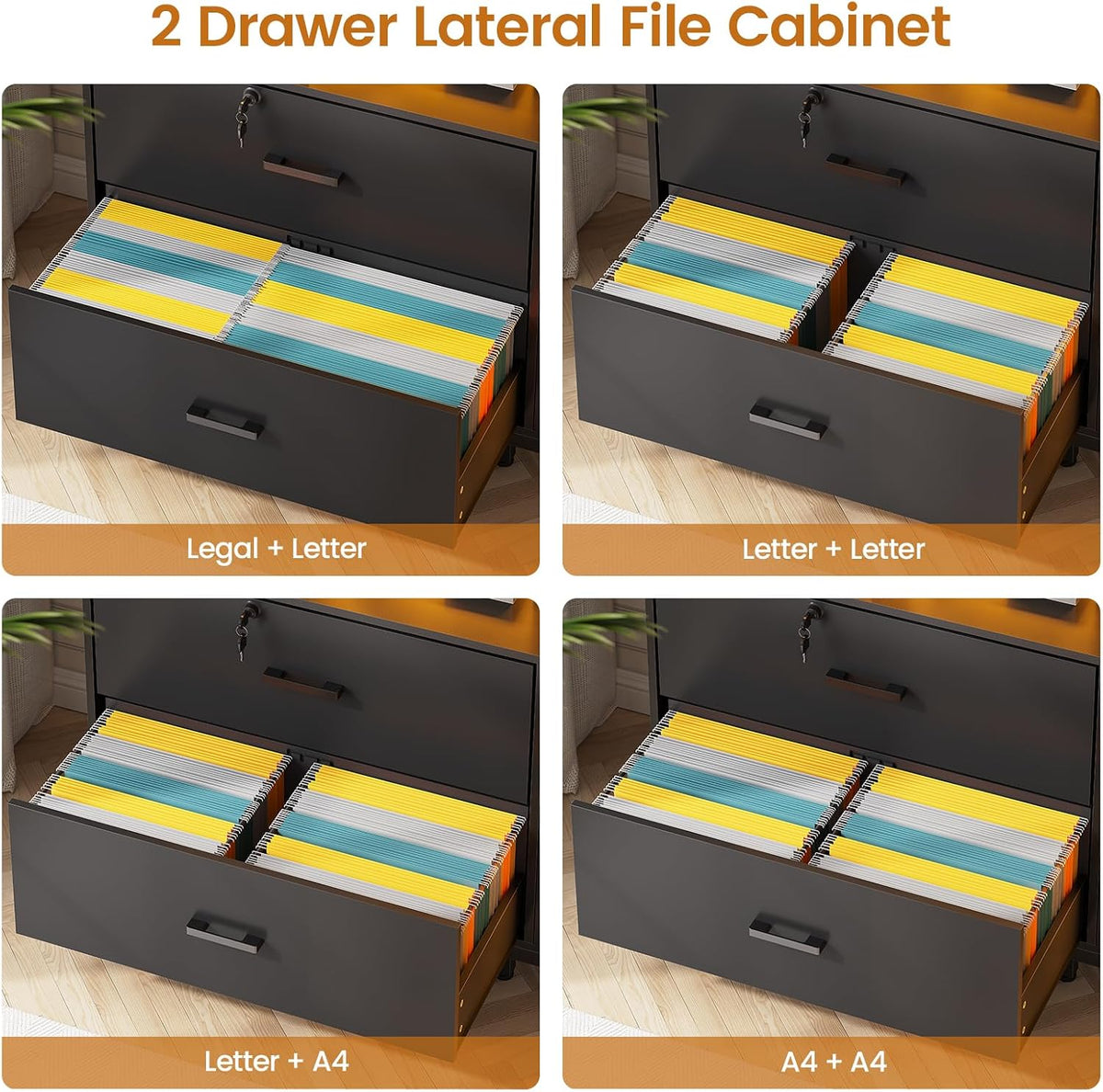 SEDETA 59" Filing Cabinet with Lock Drawers fits Legal Size for Home Office