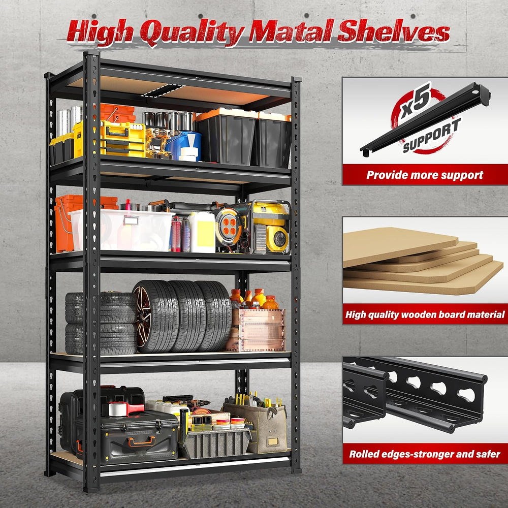 REIBII 4 Pack Garage Shelving,5-Tier Storage Shelves for Warehouse