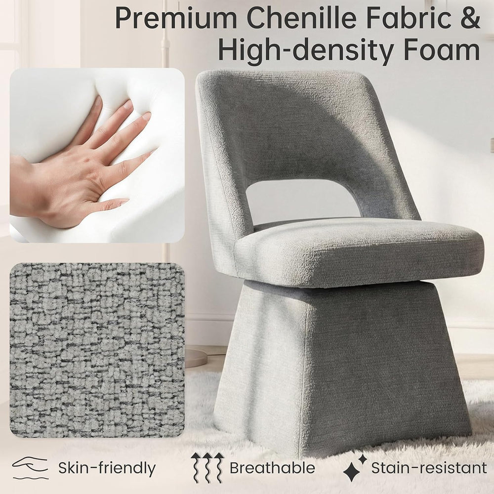 VKNOW Upholstered Swivel Dining Chairs Set of 4 with Curved Open Back